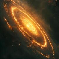 Bright Glowing Disk with Fiery Swirls in Outer Space photo