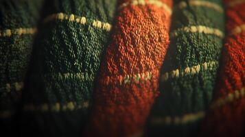 Closeup of Colorful Woven Textiles with Intricate Patterns and Textures photo