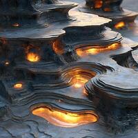 Abstract Layers With Glowing Lava-Like Patterns and Natural Texture photo