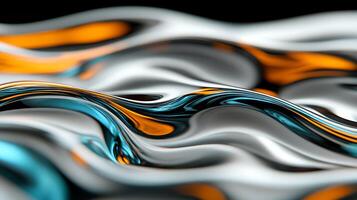 Abstract Flowing Colorful Waves With Bright Neon Textures and Reflective Surfaces photo