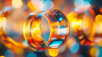 Colorful Abstract Geometric Shapes with Bright Bokeh Background photo