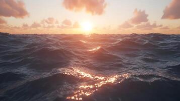 Serene Ocean Waves at Sunrise with Tranquil Sky Above photo