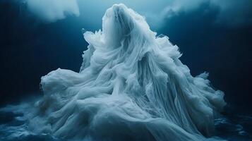 Ethereal Swirling Threads Evoking Mystery and Elegance in Dark Misty Atmosphere photo