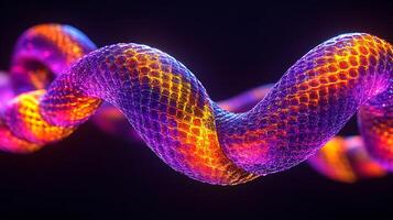 Vibrant Neon Twisting Pattern with Digital Abstract Mesh Effect photo