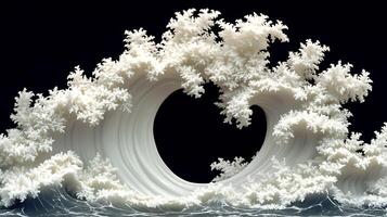 Artistic Fractal Visualization Resembling Ocean Waves and Snowy Patterns photo