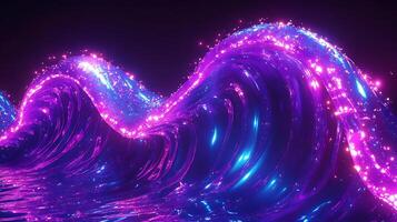 Vivid Abstract Waves Featuring Neon Luminescence in Pink and Blue Tones photo