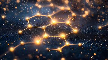 Abstract Visualization of a Glowing Molecular and Technology Inspired Communication Network photo