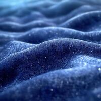 Close-Up of Elegant Blue Textured Fabric with Layers and Sparkling Details photo
