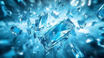 Close-Up of Shiny Transparent Crystals Shattered in Motion photo