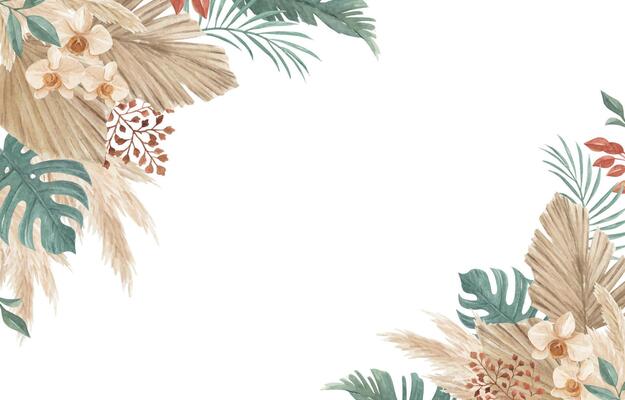 Bohemian and tropical floral background perfect for wedding invitation, greeting card, backdrop or any other design