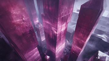 Majestic Abstract Pink Crystal Structures in a Mystical Foggy Atmosphere photo