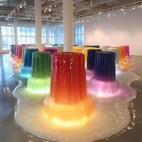 Colorful Abstract Art Installation Featuring Illuminated Jelly-Like Structures in Modern Gallery photo
