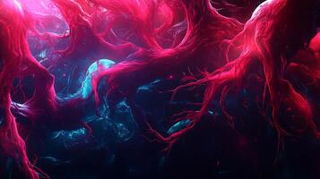 Abstract Red and Blue Neural-Like Network Bio-Luminescent Artistic Image photo