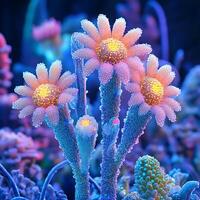 Vibrant Iridescent Flowers Against a Dreamy Ambient Background photo