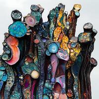 Vivid Composition of Colorful Crystal Structures and Geometrical Patterns photo
