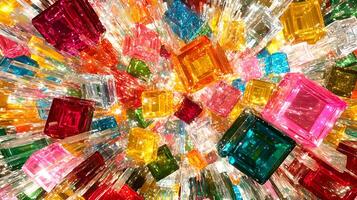 Vibrant Abstract Exploding Pattern of Colorful Shiny 3D Geometrical Shapes photo