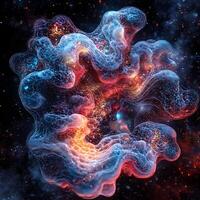 Abstract Visualization of a Cosmic Nebula Forming in Space photo