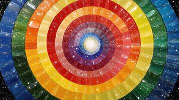 Concentric Rainbow Rings With Abstract Cosmic Background Design photo