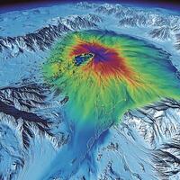 Colorful Topographic View of a Mountain Region with Elevation Data photo