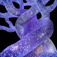 Glowing Illuminated Abstract Structure at Night with Cosmic Patterns photo
