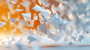 Dynamic Abstract Aesthetics of Floating Fragmented Shapes in Warm Tones photo