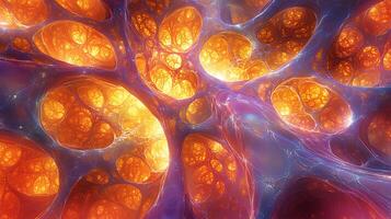 Abstract Glowing Organic Structure with Lattice-Like Shapes and Fiery Colors photo