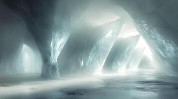 Majestic Translucent Ice Cave with Pristine Frosty Passages and Sunlit Entrances photo