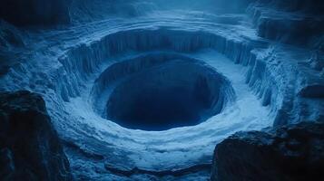 Frosty Circular Sinkhole in a Mysterious Subterranean Environment photo