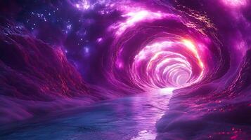Mesmerizing Abstract Tunnel in Vivid Colors with a Glossy Reflection photo