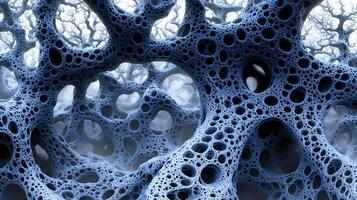 Surreal Fractal Landscape with Organic Patterns and Alien Forms in Blue Hues photo