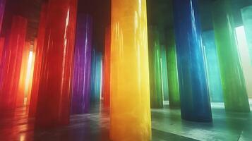 Vivid Tall Colored Columns in a Modern Interior Architecture Setting photo