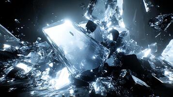 Shattering Crystals in a Luminous Abstract Display with Dramatic Lighting photo