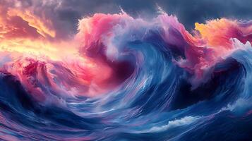 Dramatic Abstract Ocean Wave with Vibrant Colors and Natural Intensity photo