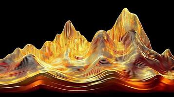 Abstract Golden Illuminated Waveforms on a Black Background photo