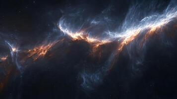 Cosmic Nebula Threads with Bright Glowing Energy in Space photo