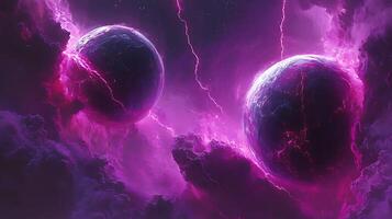 Dynamic Depiction of Two Cracked Celestial Spheres in Electrified Clouds photo