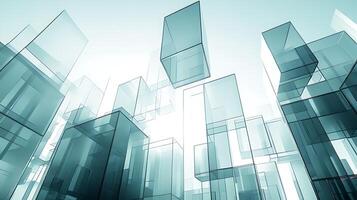 Abstract Blue Transparent Prismatic Structures Representing Modern Architecture and Innovation photo