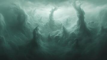 Mystical Landscape Depicting Ethereal Formations in a Surreal Cloudscape photo