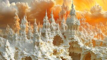 Majestic Abstract Sculptures Against a Dramatic Vibrant Sky photo