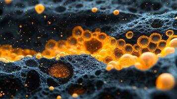 Glowing Abstract Microscopic Structures in Vibrant Fluid Background photo