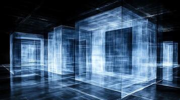 Modern Abstract Geometric Light Installation with Futuristic Design Elements photo