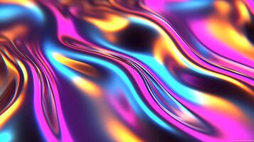Bright Colorful Abstract Liquid Metallic Texture with Flowing Patterns photo