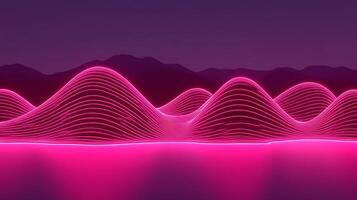 Vivid Neon Waves Against a Twilight Backdrop with Artistic Patterns photo