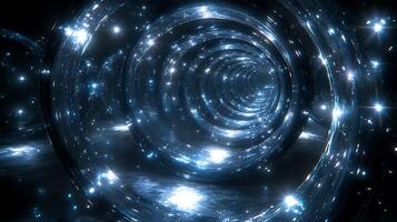 Mesmerizing Sci-Fi Tunnel With Sparkling Lights and Reflective Surfaces photo