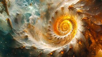 Abstract Golden Vortex Depicting Energetic and Dynamic Flow Patterns photo