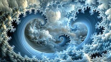 Abstract Fractal Pattern of Swirling Frost and Cloudy Forms photo