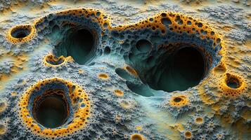 Close-Up of Colorful Abstract Fractal Formations with Hollow Structures photo