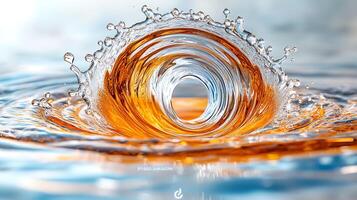 Dynamic Splash of Liquid Forming a Vivid Circular Pattern on Water Surface photo