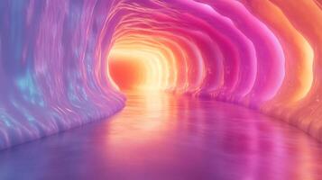 Surreal Vibrant Tunnel With Soft Light and Ethereal Glowing Colors photo