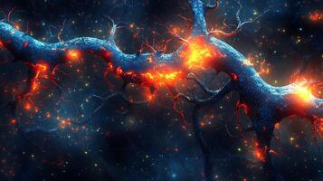 Abstract Neural Network Representation With Brightly Illuminated Nodes and Connections photo